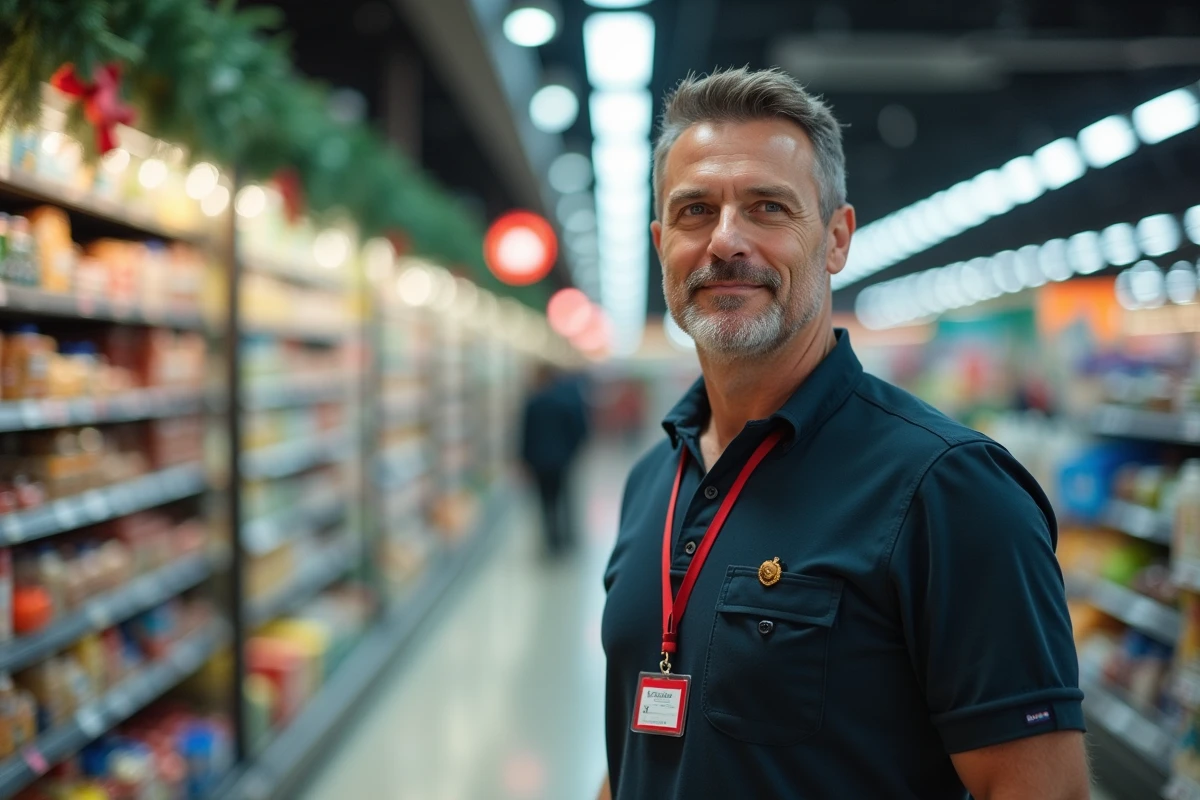 Caissier travaillant dans un supermarché ouvert le jour de Noël