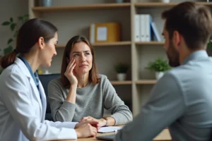 Patiente en désaccord avec son médecin concernant la prolongation d'un arrêt de travail dans un cabinet médical